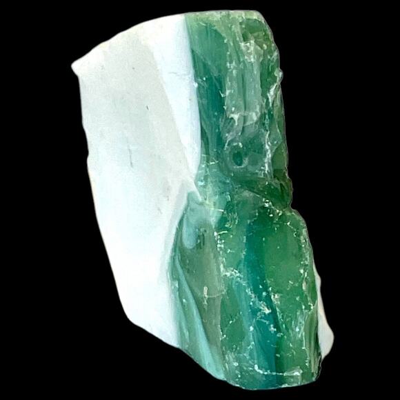 Green Milk Glass Layered Art Glass Cullet Glowing Manganese Slag Glass #5GX22 - Picture 5 of 7